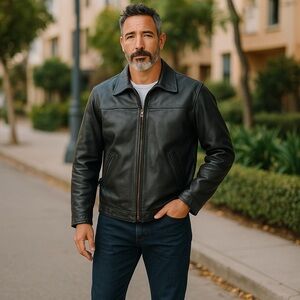 M Julian Wilson Men's Black Leather Jacket Size XL
Full Zip